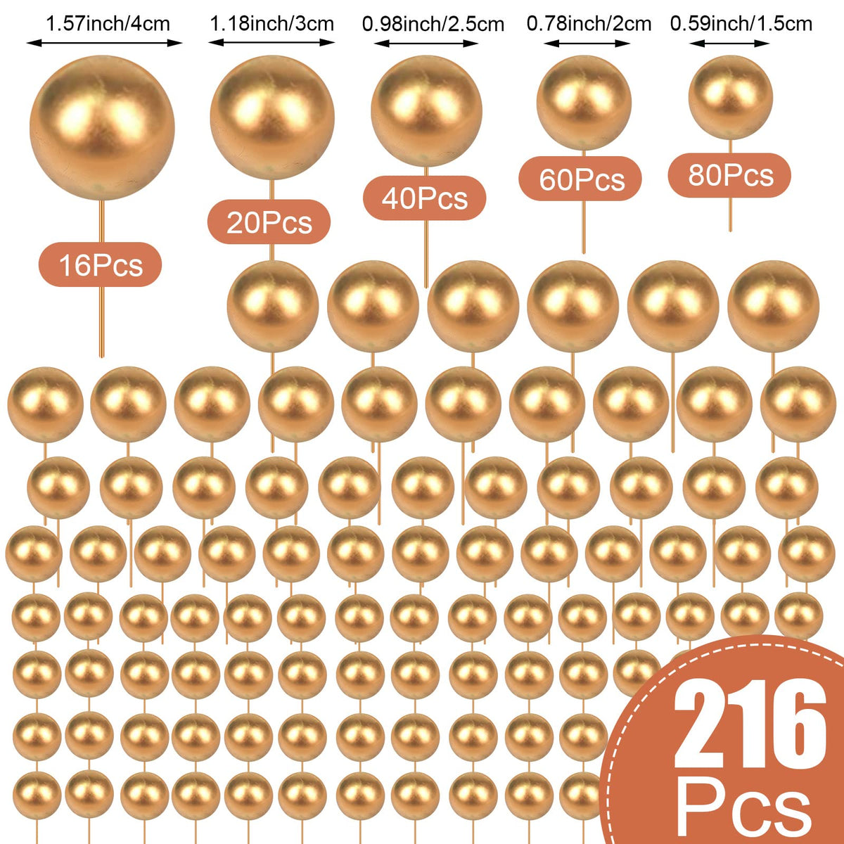 Maitys gold ball cake topper 2-5cm size for striking cake layers.