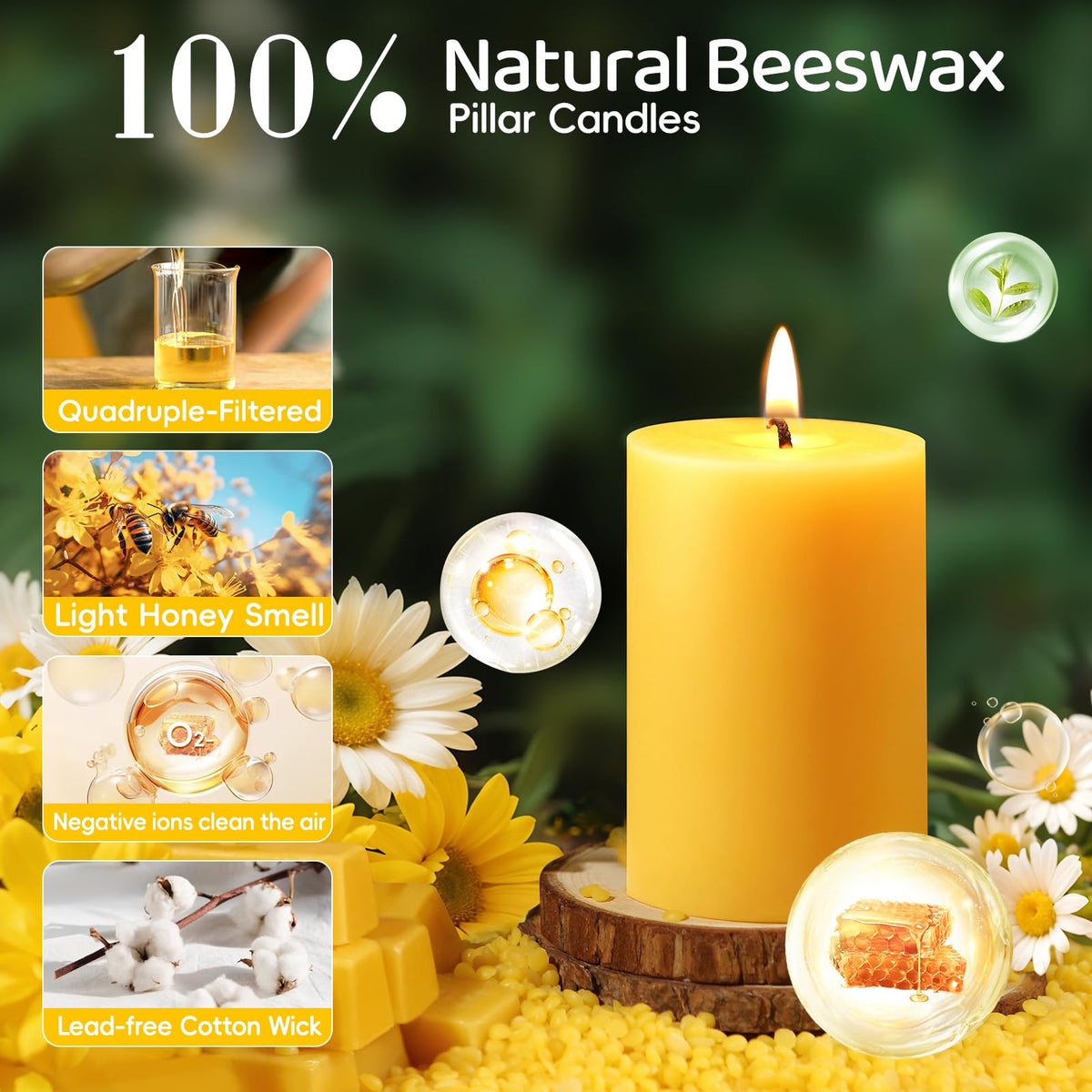 MAKALONE 2x3-inch pillar candles for clean, long-lasting illumination.