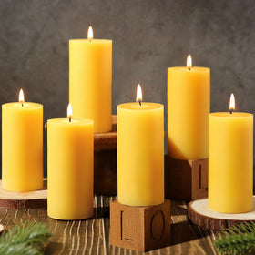 MAKALONE 6-pack beeswax pillar candles in 2x4in size for clean, long-lasting ambiance