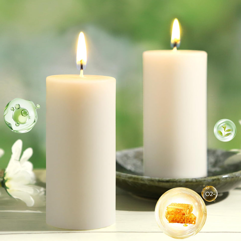 MAKALONE beeswax pillar candle 2-pack, 2x4in glow for serene evenings