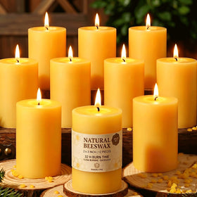 MAKALONE box-packaged beeswax pillars for gifting and cozy ambiance.
