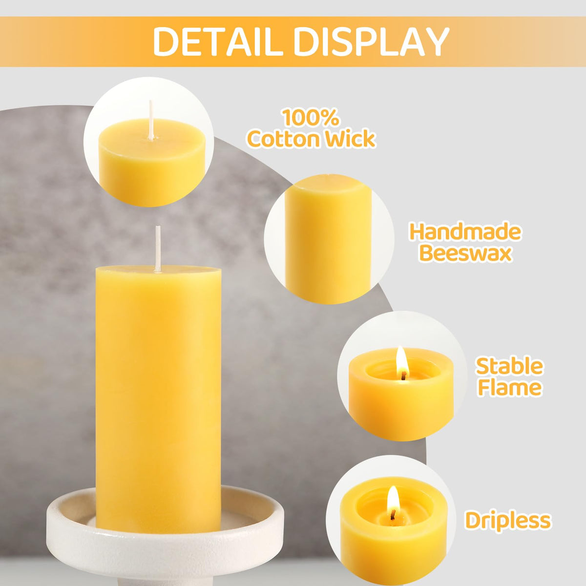 MAKALONE handmade beeswax pillar candle adds craft and warmth to spaces
