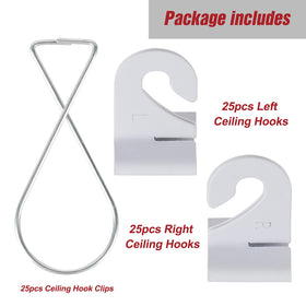 MAKALONE hooks lock onto T-bar for a stable plant or banner display.