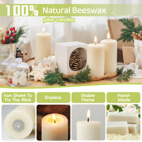 MAKALONE natural color beeswax candle with off-white finish