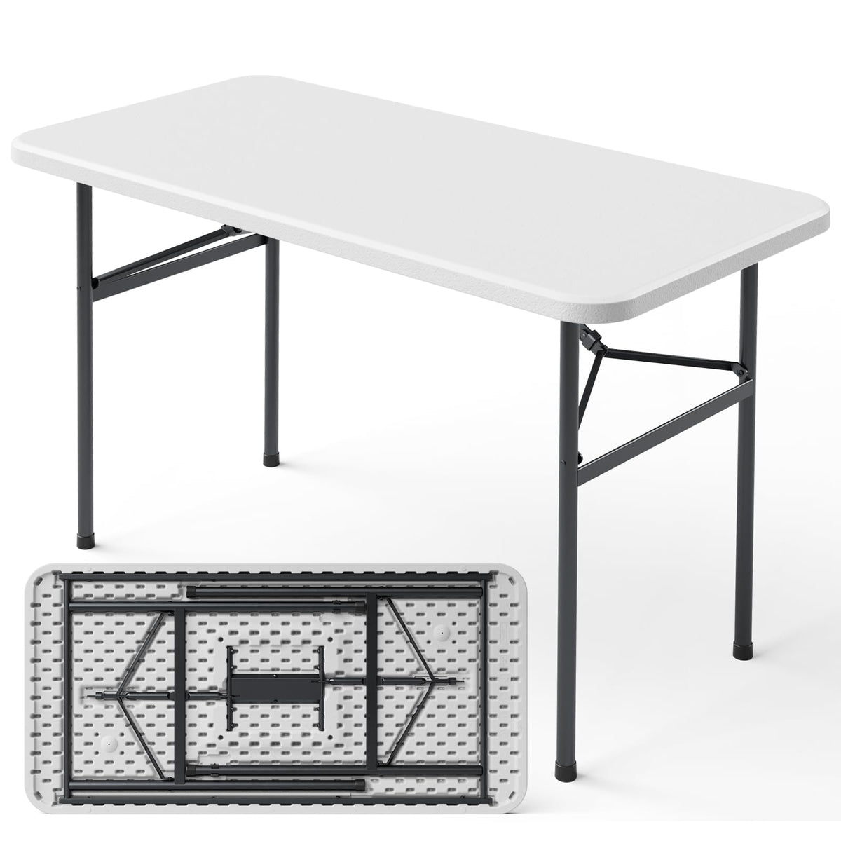 MAKE CHANGES 4ft folding table extended legs for stable indoor use