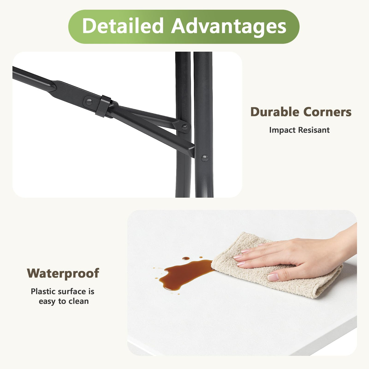 MAKE CHANGES 4ft folding table portable design for quick setup anywhere