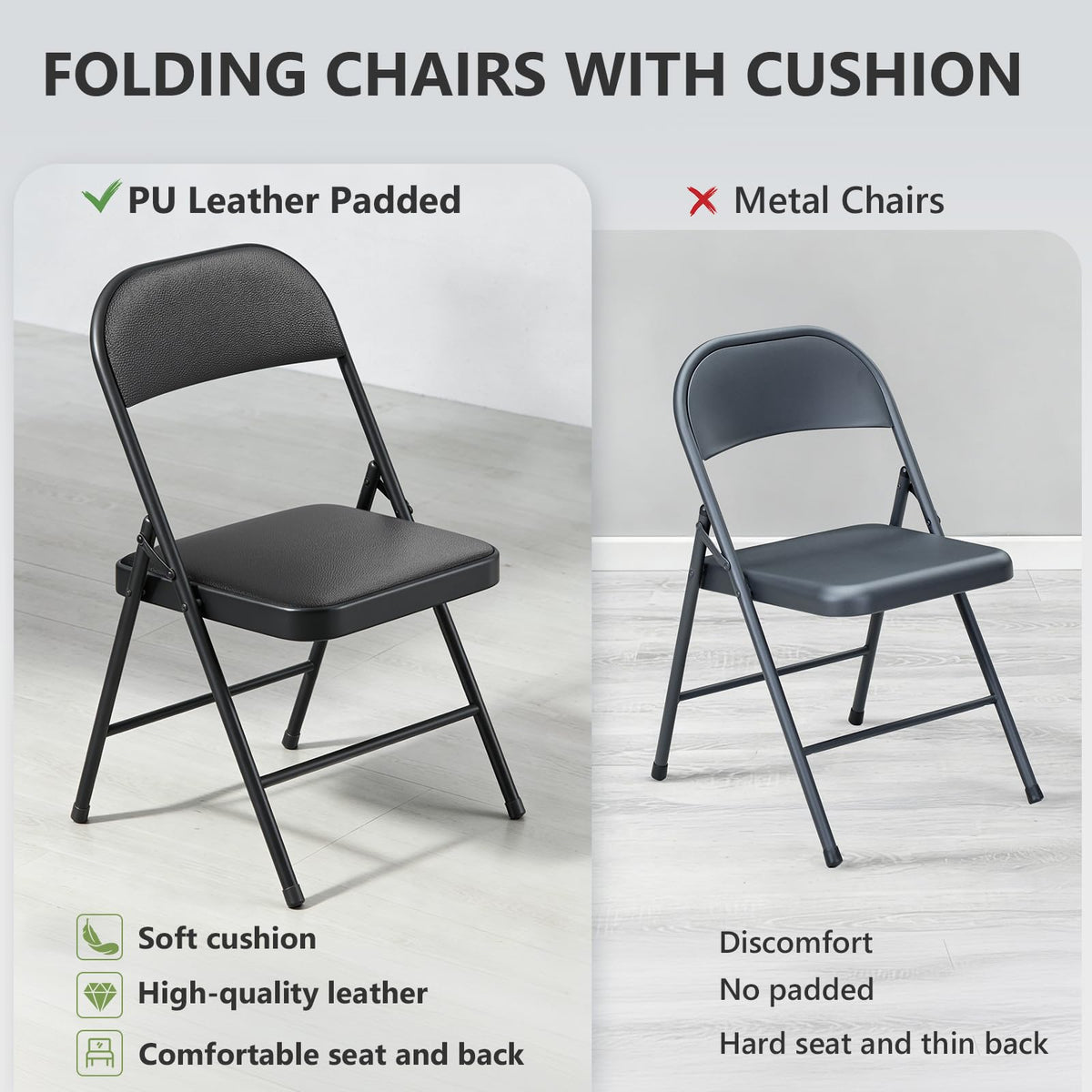 MAKE CHANGES folding chairs no-assembly setup for quick use.