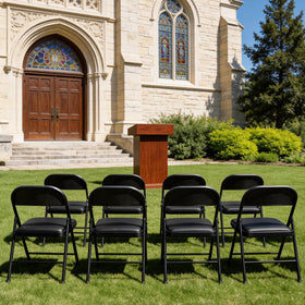 MAKE CHANGES folding chairs padded seat enhances sitting comfort.