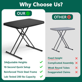 MAKE CHANGES folding table portable and easy to carry.