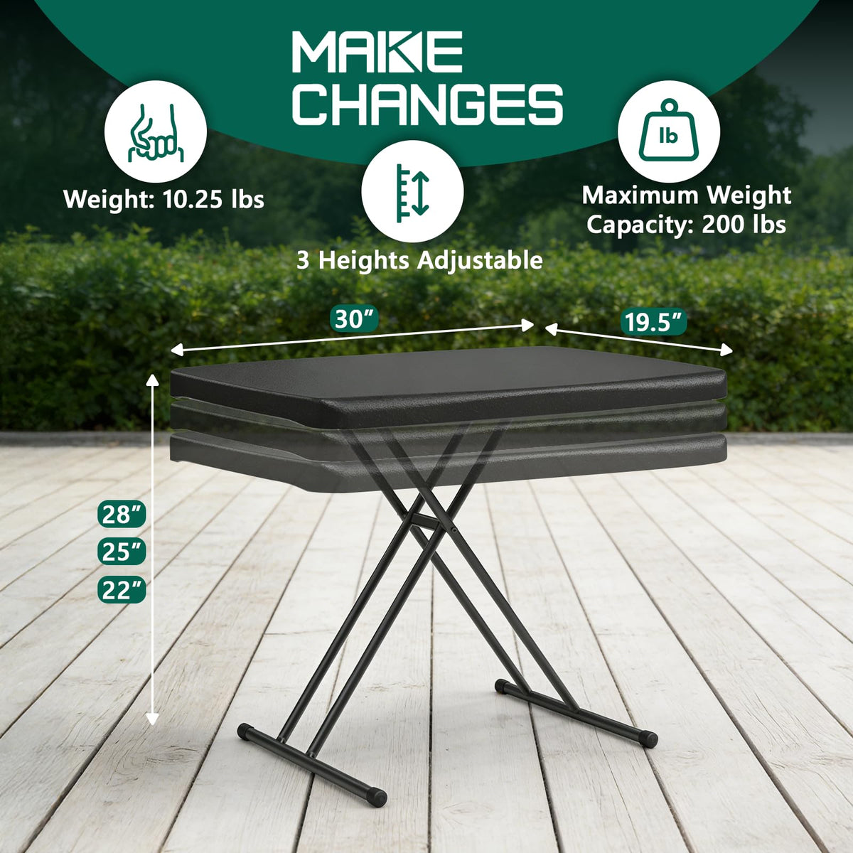 Make Changes versatile table for weddings, catering, or camping