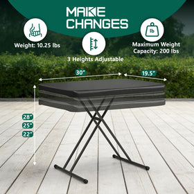 MAKE CHANGES folding table wipe-clean surface after meals or crafts.