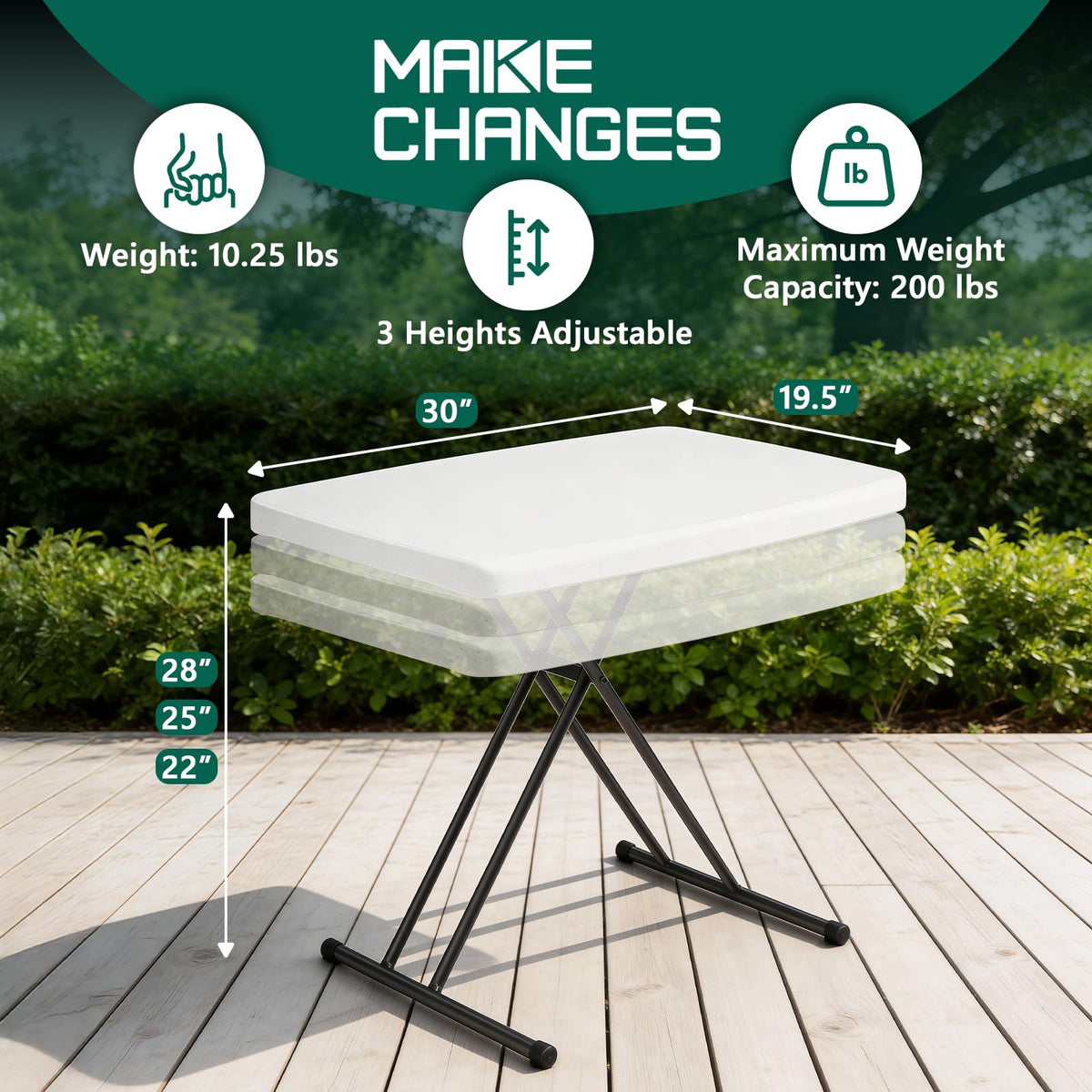 Make Changes folding table HDPE top resists stains and moisture for versatile spaces.