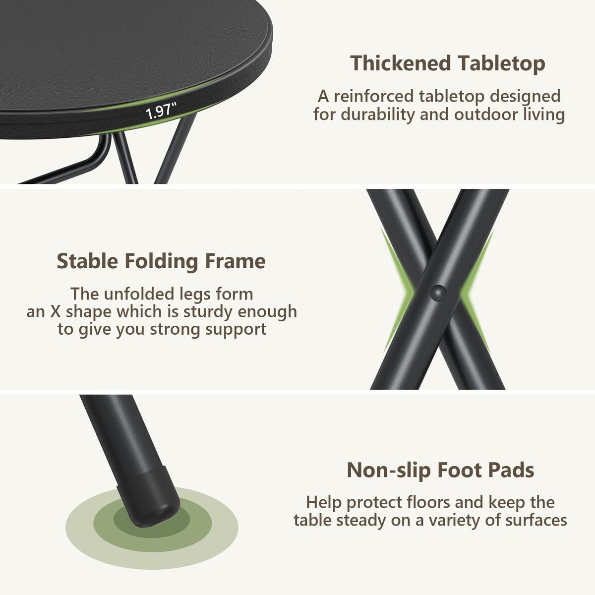 Make Changes folding table outdoors at event with drinks and decor.