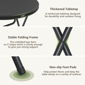 Make Changes folding table outdoors at event with drinks and decor.