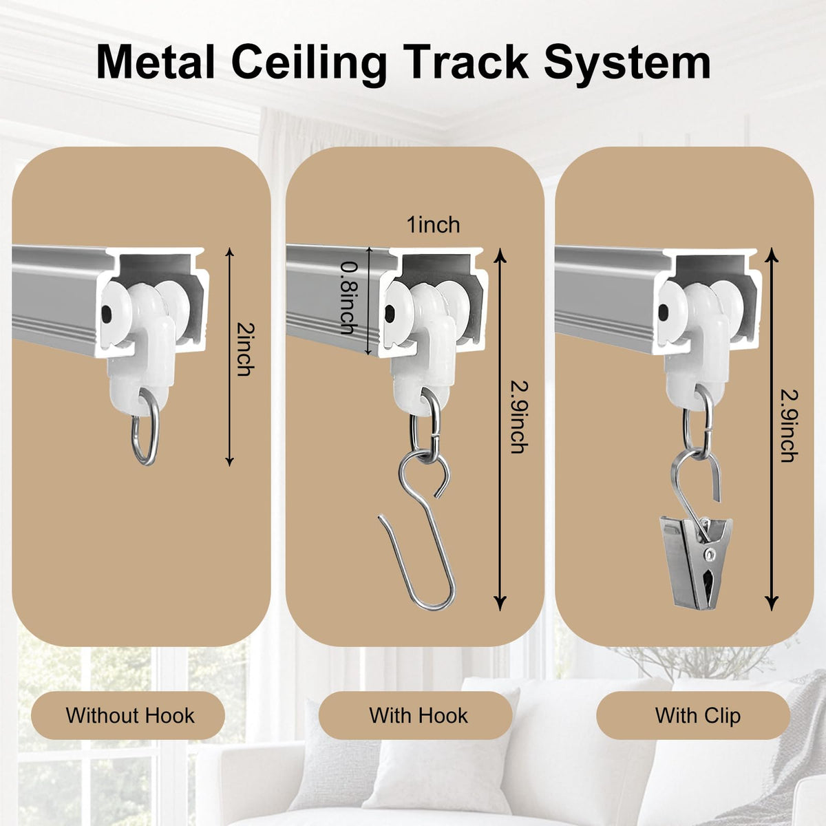 Makefeile ceiling curtain track with clip and hooks for quick setup