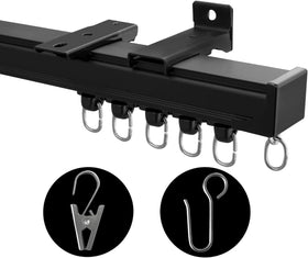MaKefeile ceiling curtain track in black for smooth room divider operation.