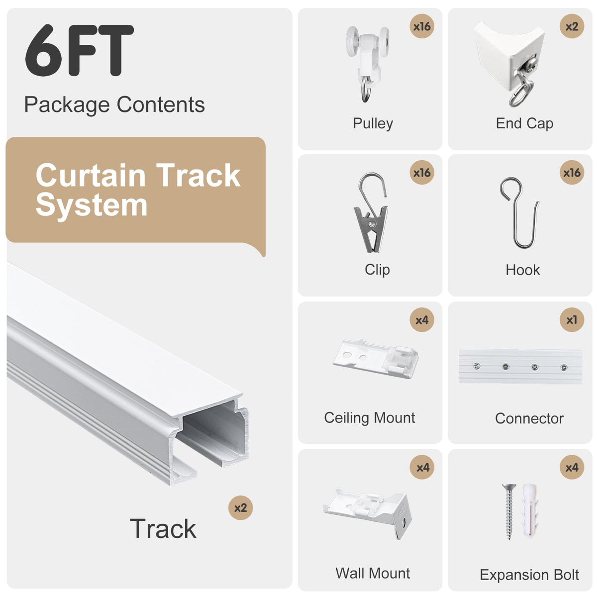 Makefeile ceiling curtain track installation kit includes all hardware