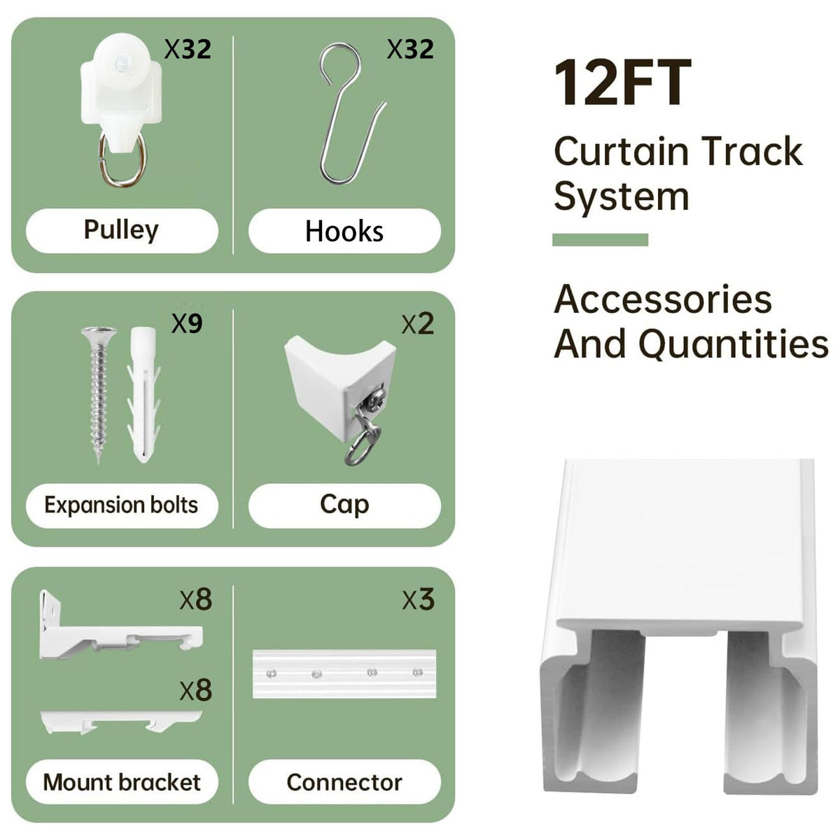 MaKefeile heavy-duty aluminum track supports heavier drapes with stability.