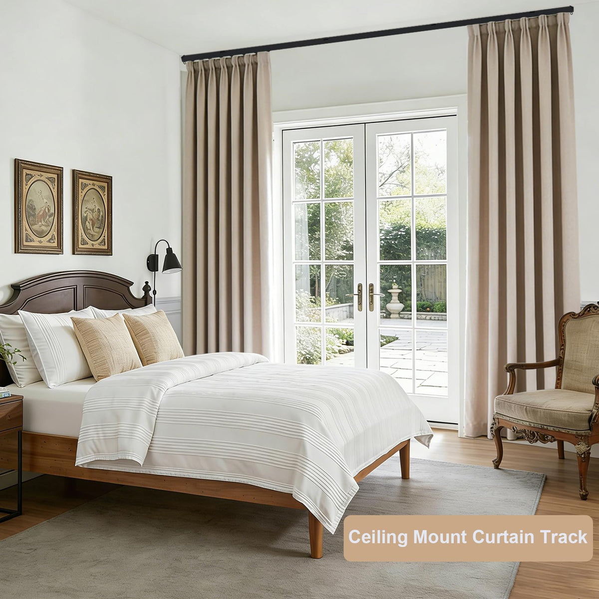 MaKefeile living room scene highlights black finish and length options.