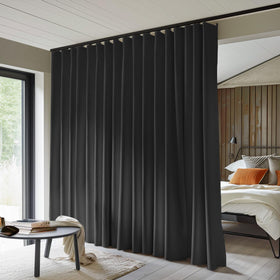 MaKefeile room-divider curtains front view showing total blackout capability for bedrooms and living spaces.
