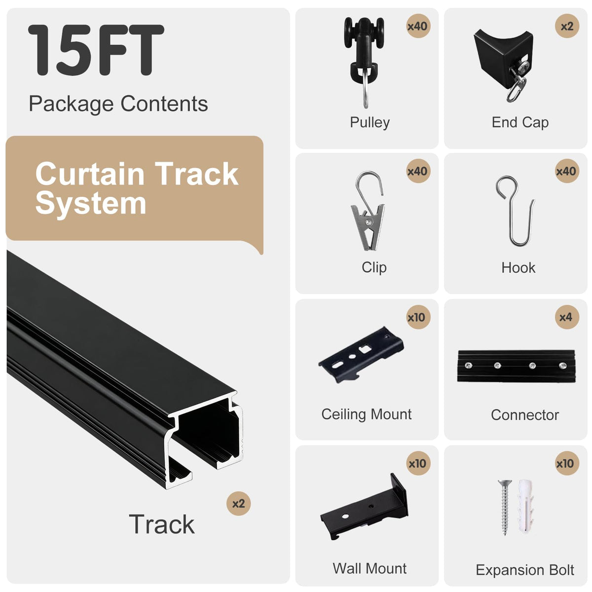 MaKefeile silent, smooth aluminum track for effortless movement.