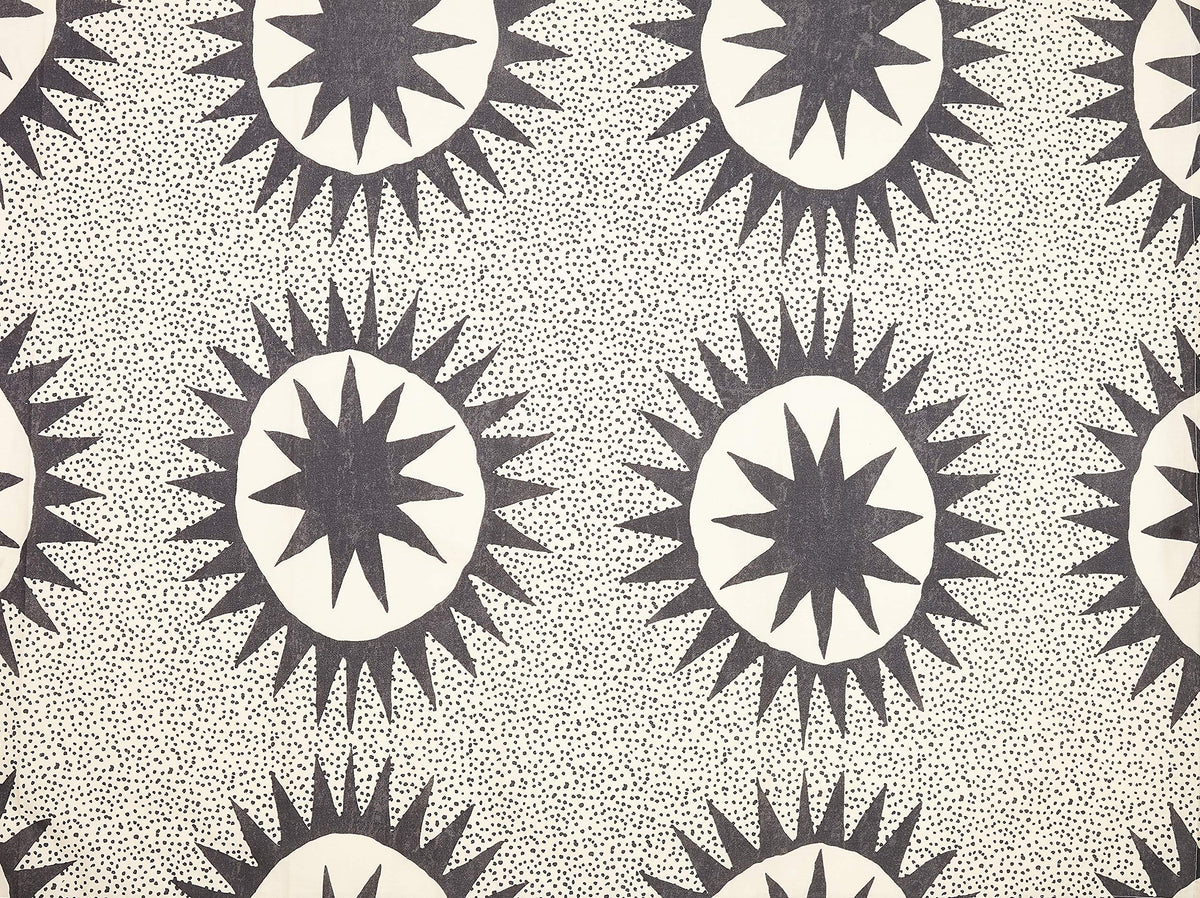 Makers Collective Jungalow Soleil curtain in black-cream design elevates modern bathroom aesthetics