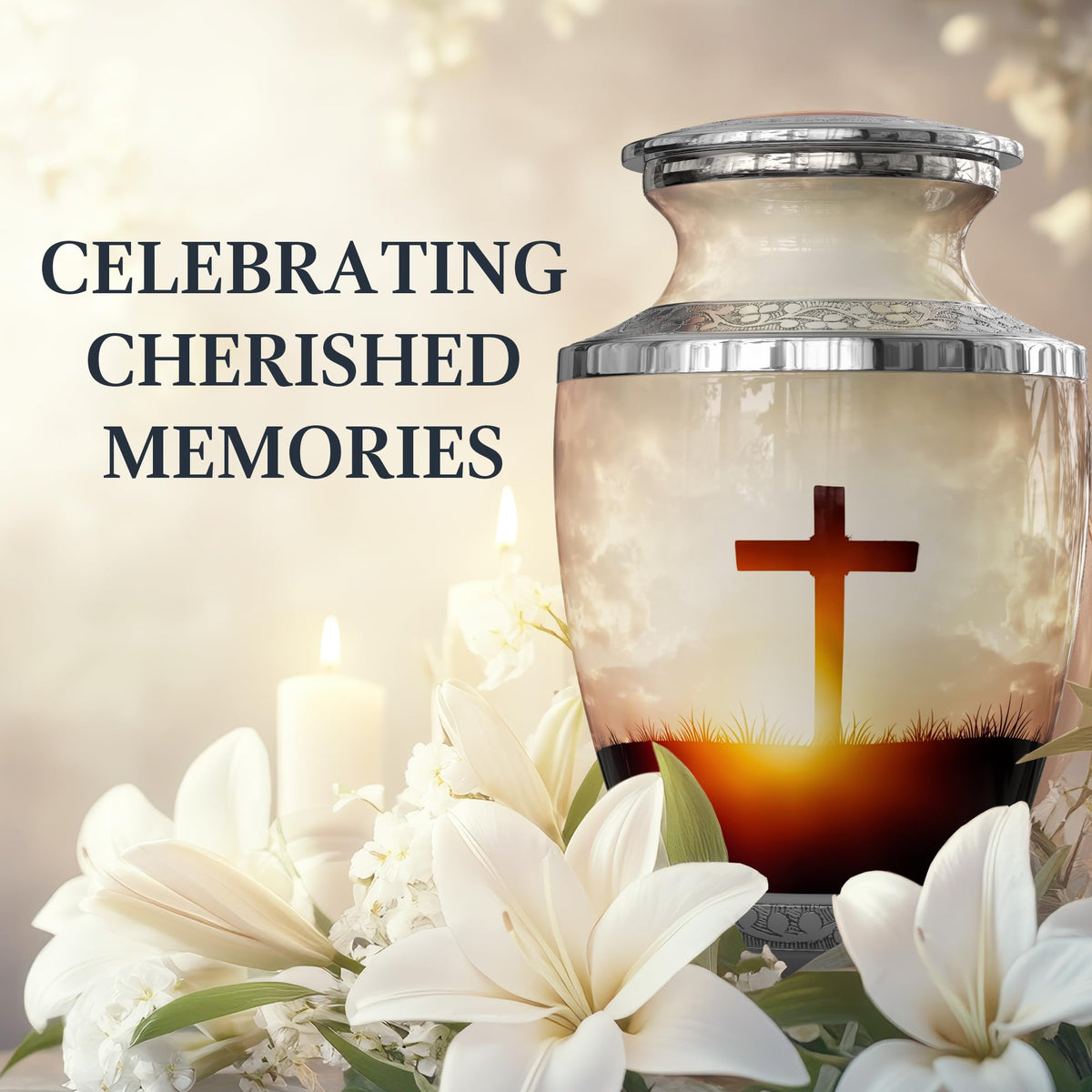Malaika Memorials cross urn protective bag included for transport