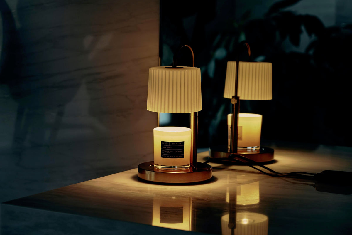 Malbella Essentials compact candle warmer fits desks, nightstands, and countertops.