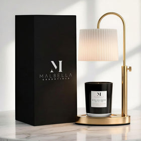 Malbella Essentials dimmable glass candle warmer lamp with adjustable height, ideal for various candles.