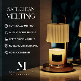 Malbella Essentials wax melter enables even melting and balanced scent release.