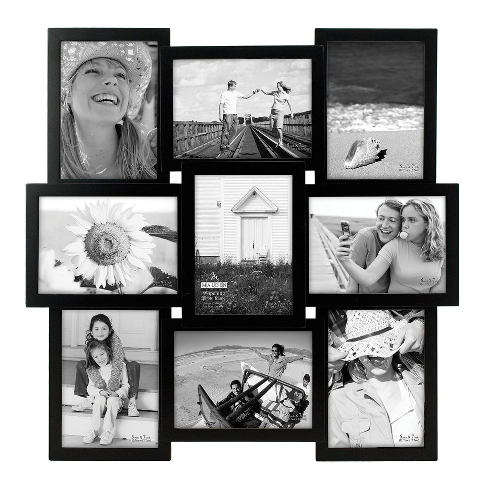 Malden 9-opening collage frame with nine 5x7 openings for versatile memory displays.