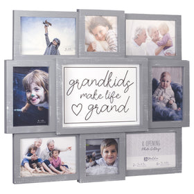 Malden grandkids make life grand sentiment frame highlighting raised text.