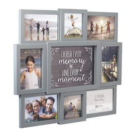 Malden gray 8-opening sentiment frame with built-in hardware ready for hanging