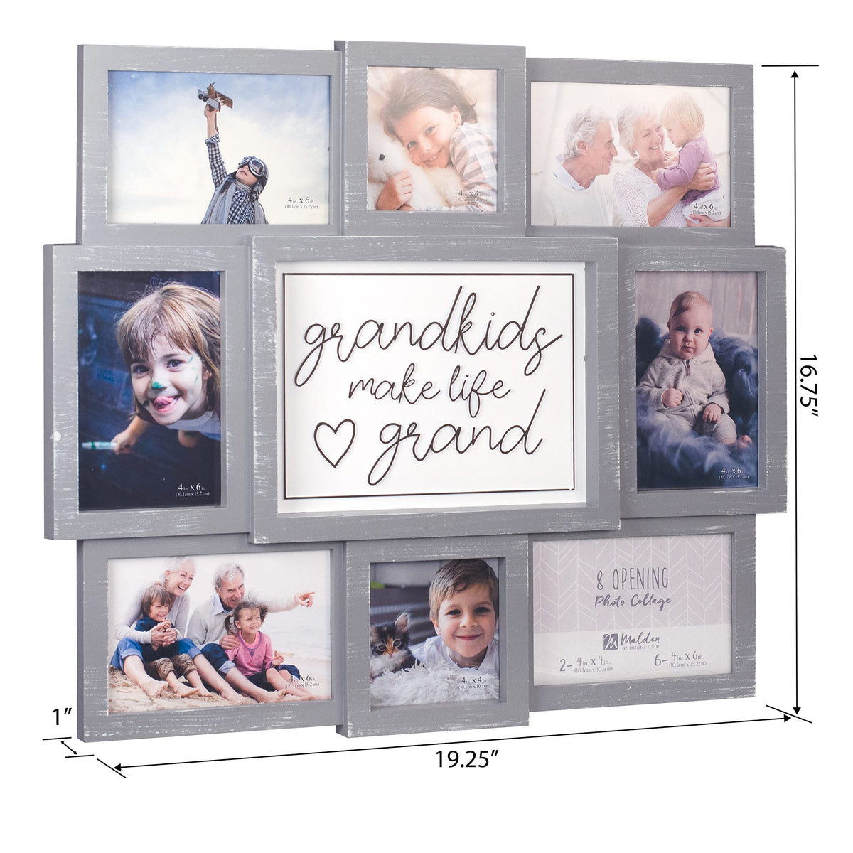Malden graywashed frame is lightweight yet durable for home display.