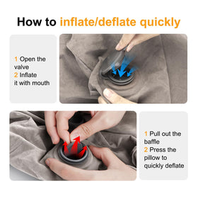 Inflated Maliton foot rest forming a cushioned travel cube