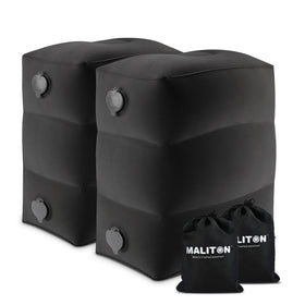 Maliton inflatable foot rest pillow for airplane creates cozy nap space.