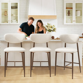 MALOL stools feature integrated footrests for stable, comfortable seating.