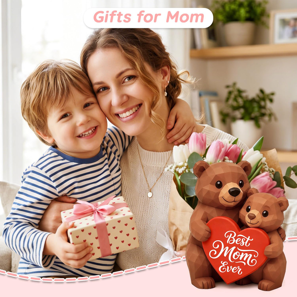 MAMAGIFTREE Best Mom Ever heart sculpture, perfect sentimental gift for Mother's Day.