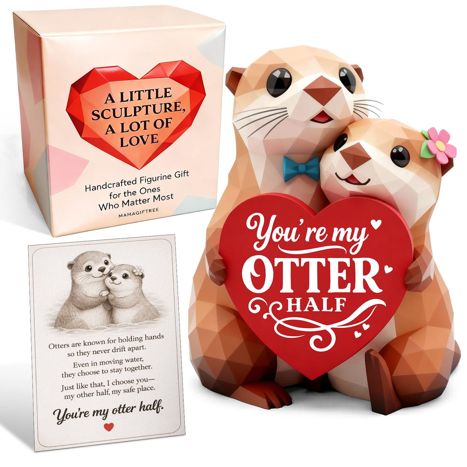 MAMAGIFTREE You're My Otter Half figurine on display, a lasting romantic keepsake for anniversaries.