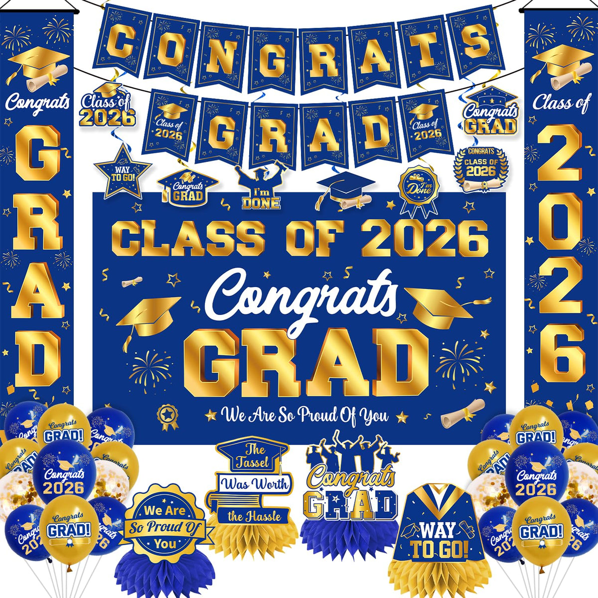Mamfeov graduation banner for a photo-ready Congrats backdrop at celebrations.