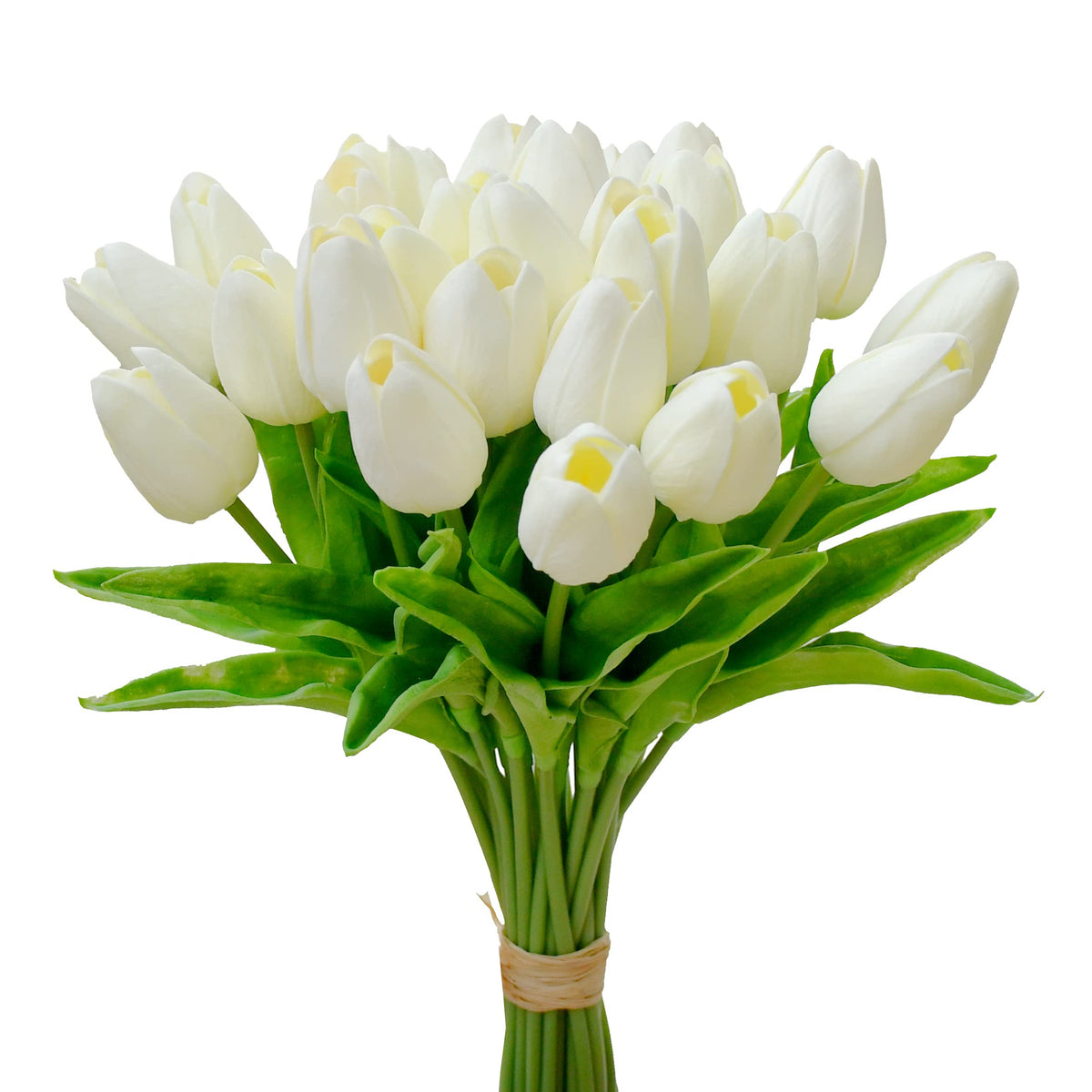 Mandy's Cream artificial tulips centerpiece close-up showing lifelike texture for elegant dining