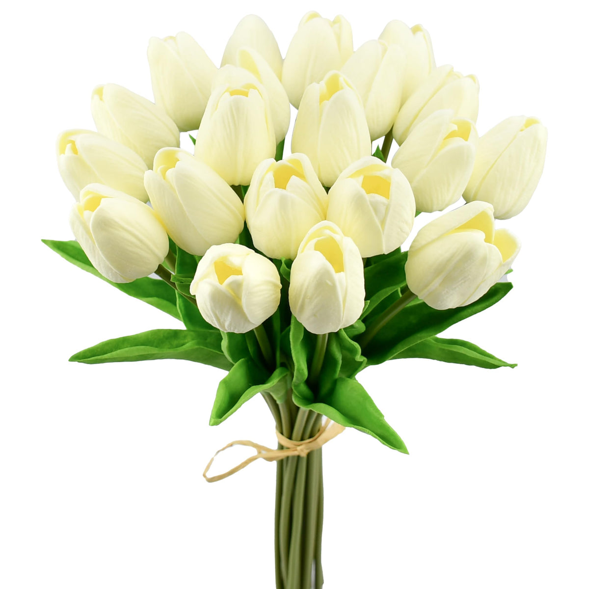 Mandy's cream artificial tulips centerpiece with lifelike texture for elegant tables.