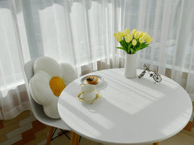 Easter decor with Mandy's yellow tulips brightening spring tables