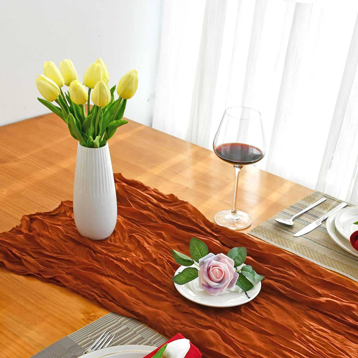 Mandy's tulips in a vase-ready setup for quick centerpieces