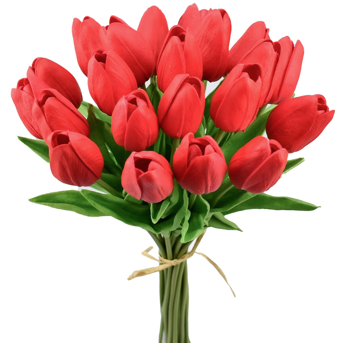Mandy's Red Artificial Tulips close-up shows lifelike petals for refined table decor.