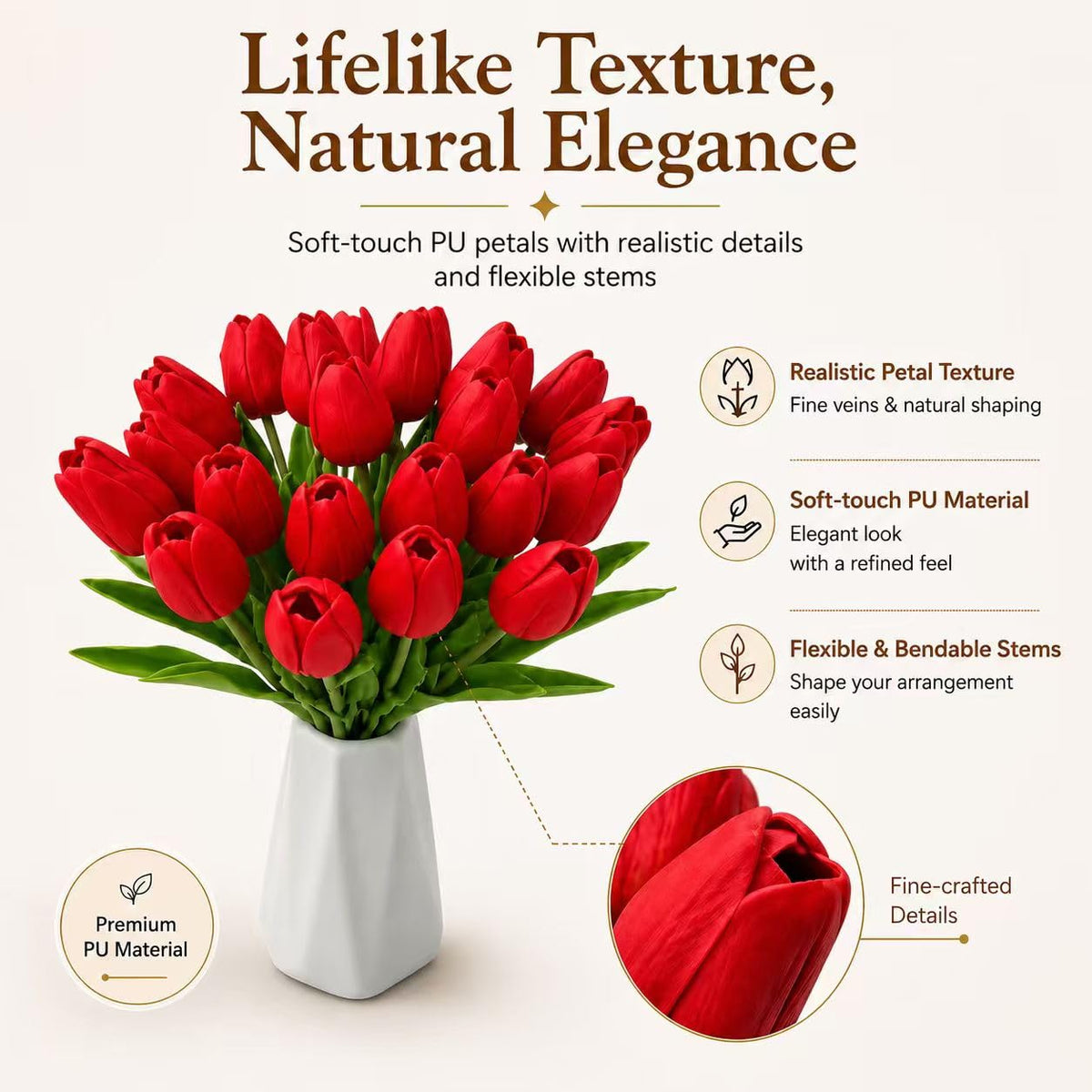 Mandy's Red Tulips full bloom arrangement highlights vibrant color for a stunning centerpiece.