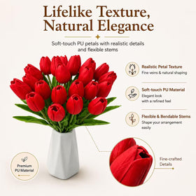 Mandy's Red Tulips full bloom arrangement highlights vibrant color for a stunning centerpiece.