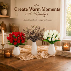 Mandy's Red Tulips packaging and care notes hint at seasonal décor readiness.