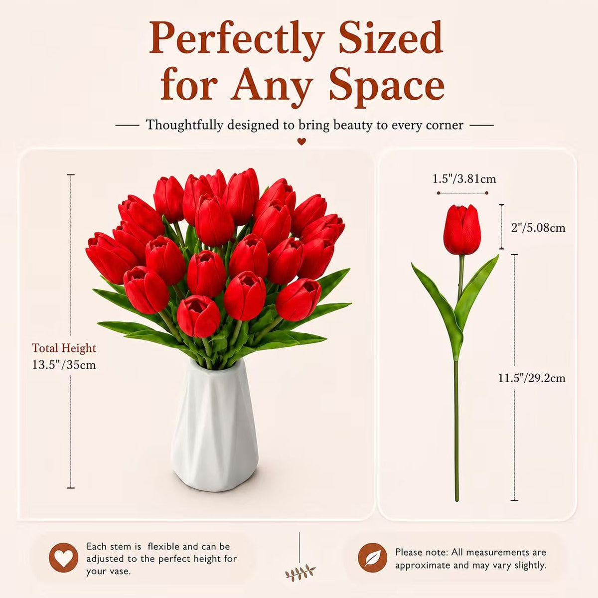 Mandy's Red Tulips vase-ready look demonstrates easy styling for any dining space.