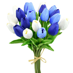 Mandy's Shades of Blue tulips centerpiece with 13.5-inch stems for elegant tables
